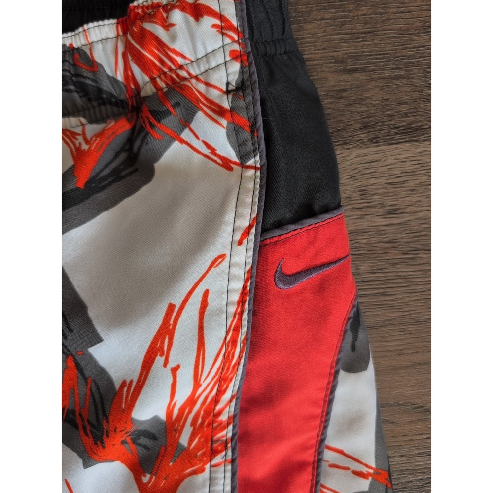 Nike Swim Mens Board Shorts Floral Tropical Print Orange Grey White Size Medium - Picture 4 of 14
